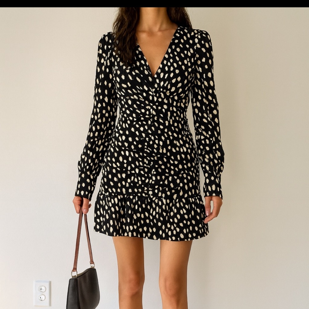 Topshop Monochrome Long Sleeve Dress